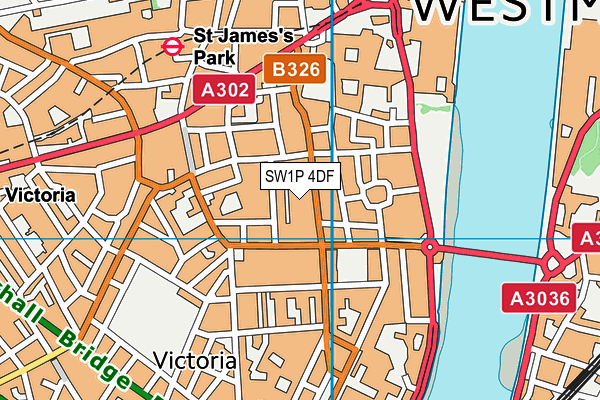 SW1P 4DF map - OS VectorMap District (Ordnance Survey)