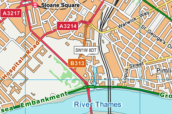 SW1W 8DT map - OS VectorMap District (Ordnance Survey)