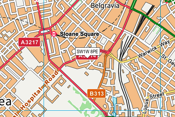 SW1W 8PE map - OS VectorMap District (Ordnance Survey)