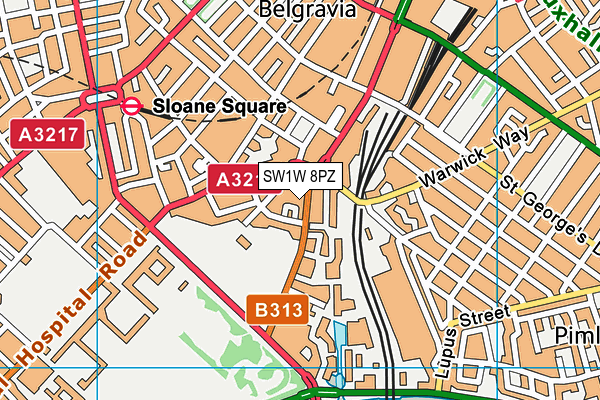 SW1W 8PZ map - OS VectorMap District (Ordnance Survey)