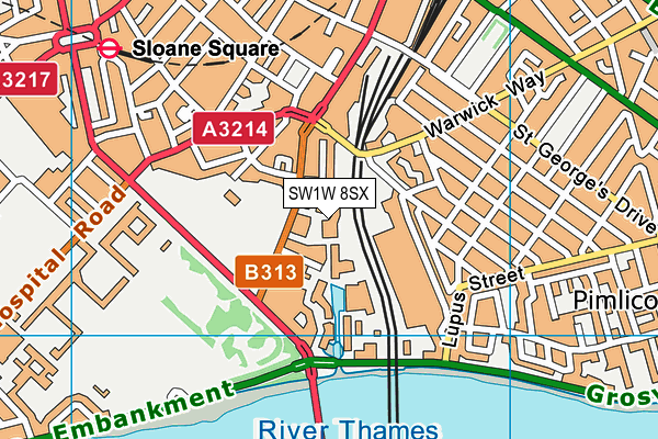 SW1W 8SX map - OS VectorMap District (Ordnance Survey)