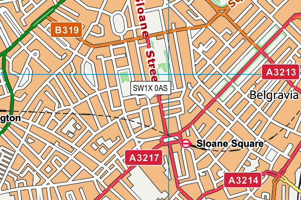 SW1X 0AS map - OS VectorMap District (Ordnance Survey)