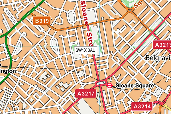 SW1X 0AU map - OS VectorMap District (Ordnance Survey)