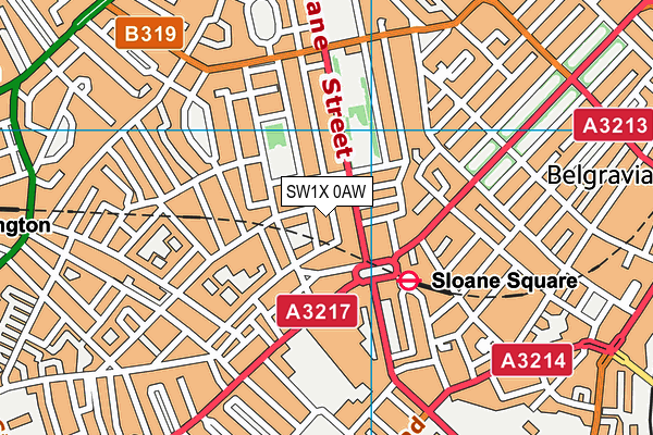 SW1X 0AW map - OS VectorMap District (Ordnance Survey)