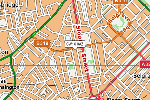 SW1X 0AZ map - OS VectorMap District (Ordnance Survey)