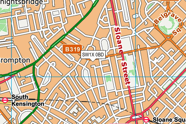 Knightsbridge School map (SW1X 0BD) - OS VectorMap District (Ordnance Survey)