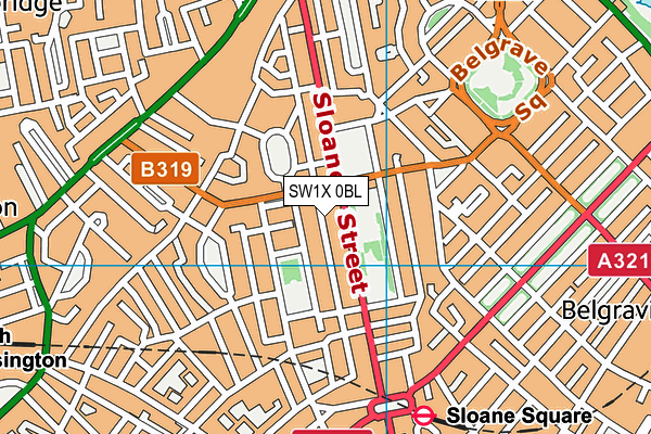 SW1X 0BL map - OS VectorMap District (Ordnance Survey)