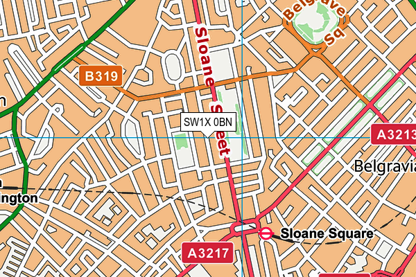 SW1X 0BN map - OS VectorMap District (Ordnance Survey)