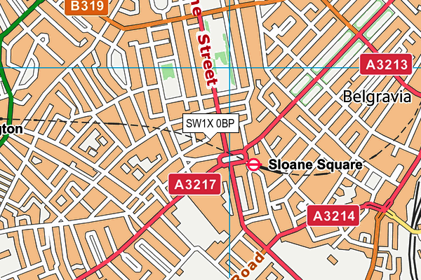 SW1X 0BP map - OS VectorMap District (Ordnance Survey)