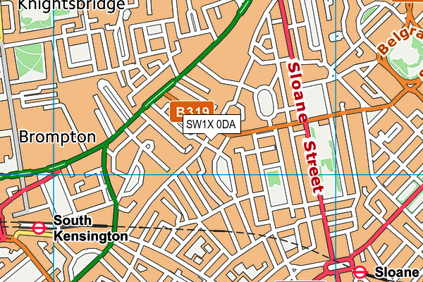SW1X 0DA map - OS VectorMap District (Ordnance Survey)