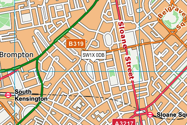 SW1X 0DB map - OS VectorMap District (Ordnance Survey)