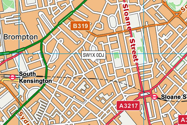 SW1X 0DJ map - OS VectorMap District (Ordnance Survey)