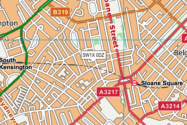SW1X 0DZ map - OS VectorMap District (Ordnance Survey)