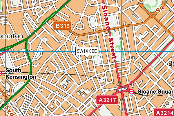 SW1X 0EE map - OS VectorMap District (Ordnance Survey)