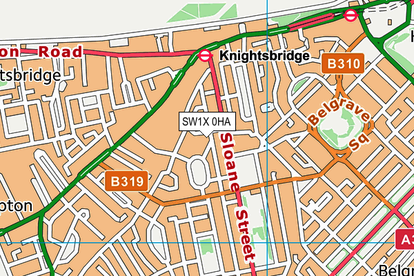 SW1X 0HA map - OS VectorMap District (Ordnance Survey)