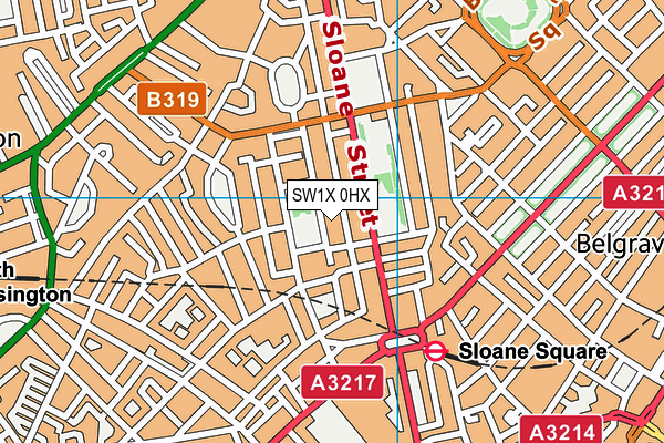 SW1X 0HX map - OS VectorMap District (Ordnance Survey)