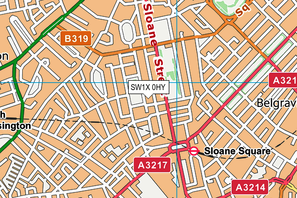 SW1X 0HY map - OS VectorMap District (Ordnance Survey)