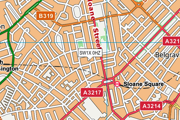 SW1X 0HZ map - OS VectorMap District (Ordnance Survey)