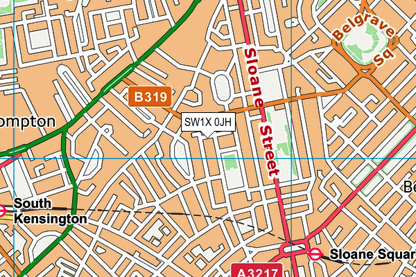 SW1X 0JH map - OS VectorMap District (Ordnance Survey)