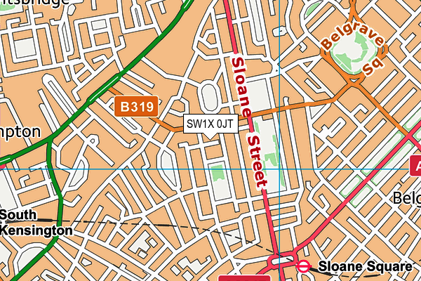 SW1X 0JT map - OS VectorMap District (Ordnance Survey)