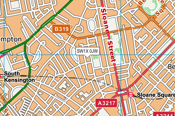 SW1X 0JW map - OS VectorMap District (Ordnance Survey)