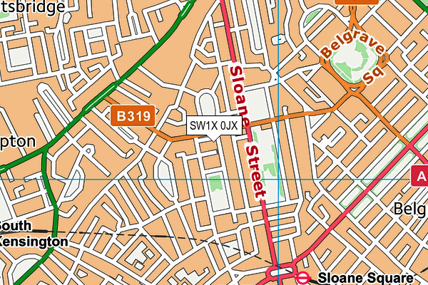SW1X 0JX map - OS VectorMap District (Ordnance Survey)