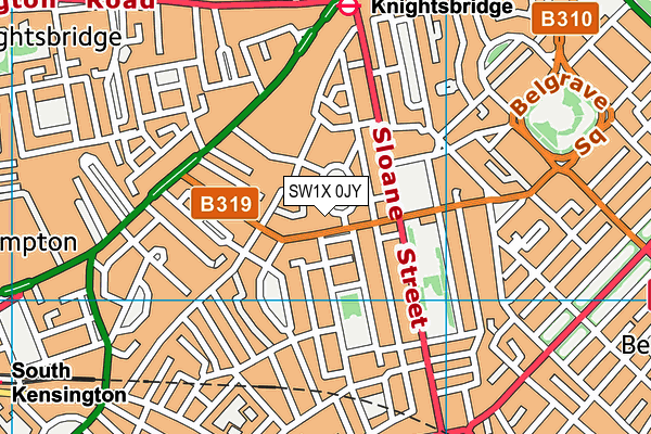 SW1X 0JY map - OS VectorMap District (Ordnance Survey)
