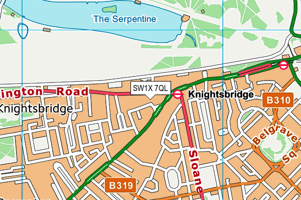 SW1X 7QL map - OS VectorMap District (Ordnance Survey)