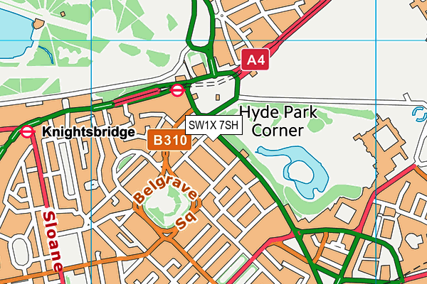 SW1X 7SH map - OS VectorMap District (Ordnance Survey)