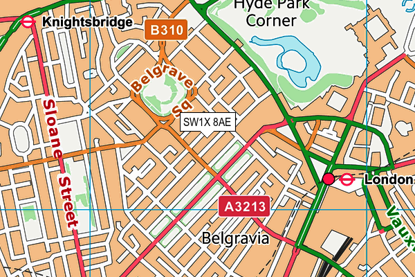 SW1X 8AE map - OS VectorMap District (Ordnance Survey)