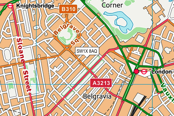SW1X 8AQ map - OS VectorMap District (Ordnance Survey)