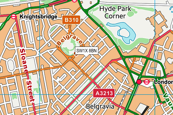 SW1X 8BN map - OS VectorMap District (Ordnance Survey)