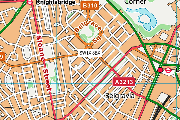 SW1X 8BX map - OS VectorMap District (Ordnance Survey)