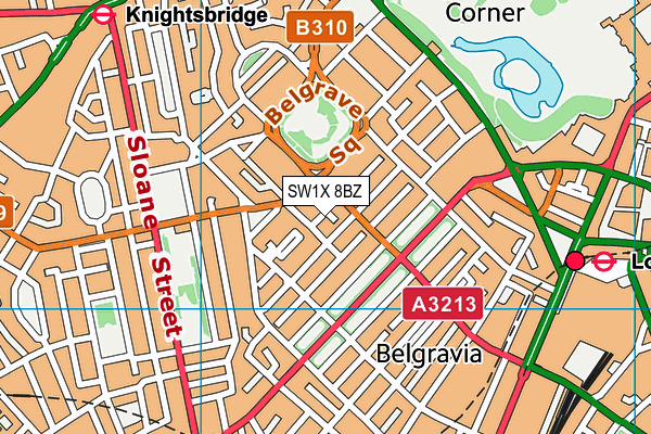 SW1X 8BZ map - OS VectorMap District (Ordnance Survey)