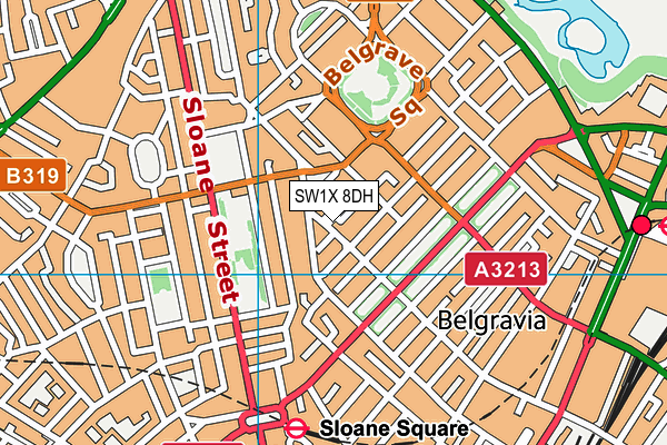 SW1X 8DH map - OS VectorMap District (Ordnance Survey)