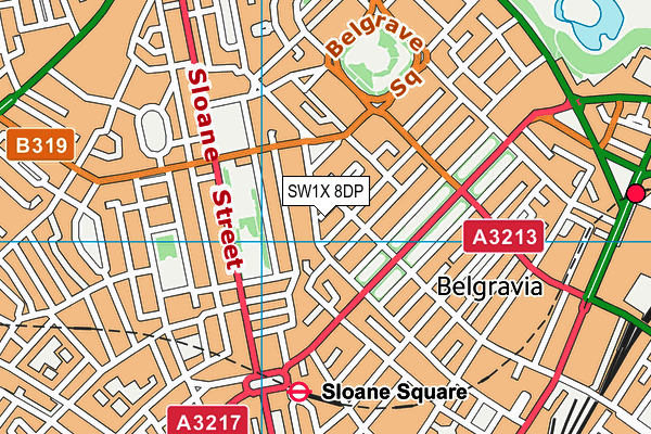 SW1X 8DP map - OS VectorMap District (Ordnance Survey)