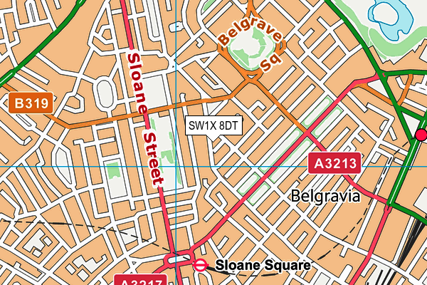 SW1X 8DT map - OS VectorMap District (Ordnance Survey)