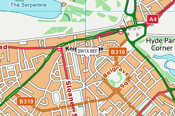 SW1X 8EF map - OS VectorMap District (Ordnance Survey)