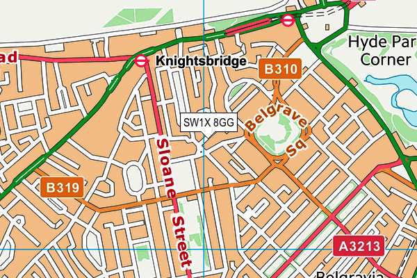 SW1X 8GG map - OS VectorMap District (Ordnance Survey)