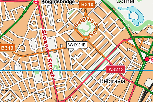SW1X 8HB map - OS VectorMap District (Ordnance Survey)