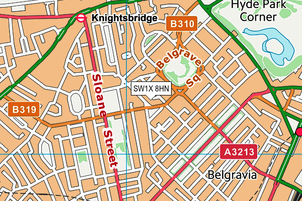 SW1X 8HN map - OS VectorMap District (Ordnance Survey)