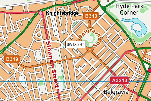 SW1X 8HT map - OS VectorMap District (Ordnance Survey)