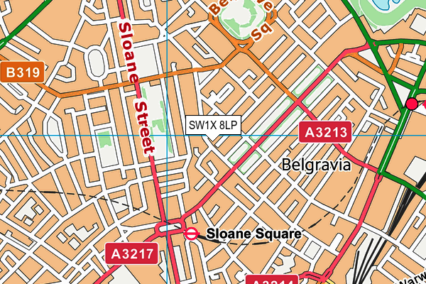 SW1X 8LP map - OS VectorMap District (Ordnance Survey)