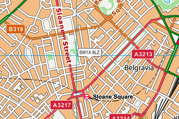 SW1X 8LZ map - OS VectorMap District (Ordnance Survey)