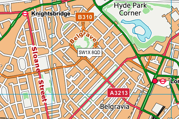 SW1X 8QD map - OS VectorMap District (Ordnance Survey)