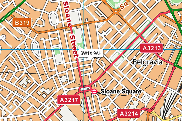 SW1X 9AH map - OS VectorMap District (Ordnance Survey)
