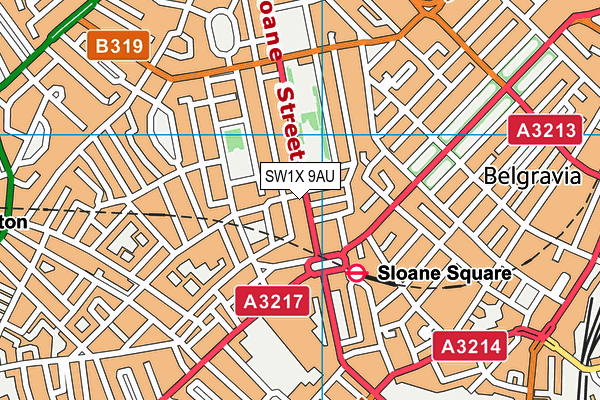 SW1X 9AU map - OS VectorMap District (Ordnance Survey)