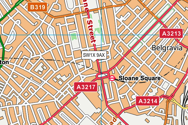 SW1X 9AX map - OS VectorMap District (Ordnance Survey)