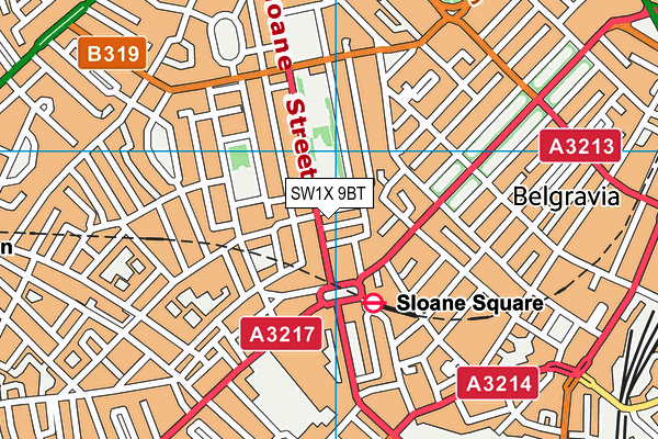 SW1X 9BT map - OS VectorMap District (Ordnance Survey)