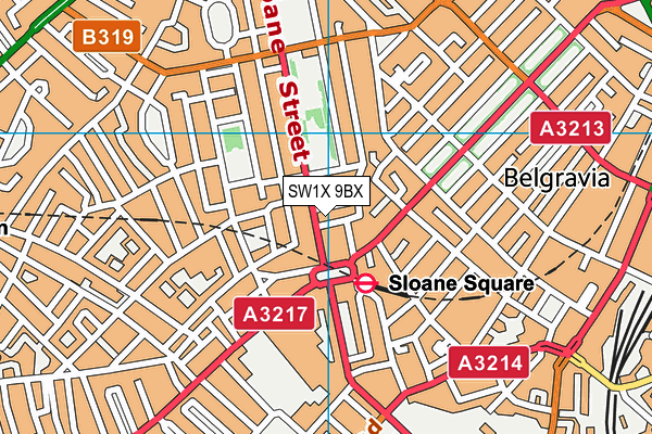 SW1X 9BX map - OS VectorMap District (Ordnance Survey)